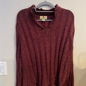 Woolrich Women's XL Marled Burgundy Quarter-Zip Knit Sweater